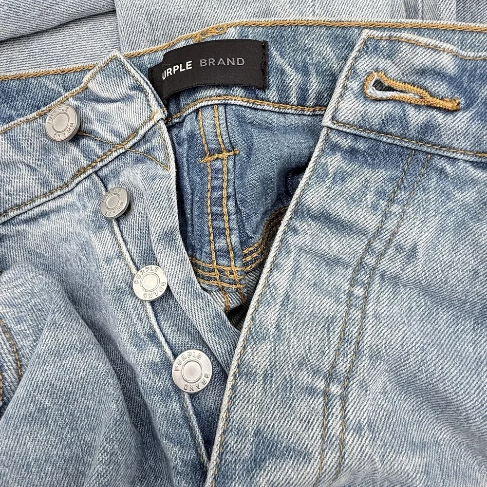 Purple Brand Jeans P001 Skinny‎ Fit Light Blue Wash Distressed 36X31